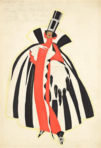 NORMAN NORELL (1900-1972) Two fashion studies for African-American model or actress.